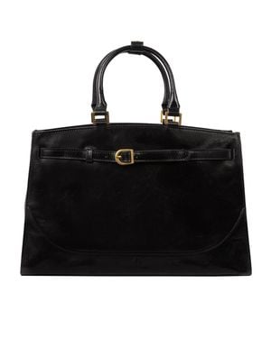 Time Resistance Leather Handbag - Black