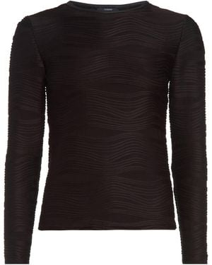 Terese Sydonna Long Sleeve Textured Knit Top - Black