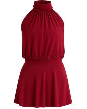 Maison De Gala Eva Burgundy Halter Mini Dress - Red