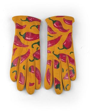 Maison Rubaiyat Eveline Hand-Painted Nappa Leather Art Gloves – Peppers - Orange