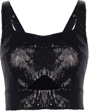 Madebyza Sequinned Cut Out Top - Black