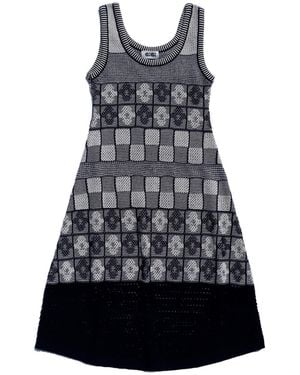 Gigi Knitwear Lila Flower Check Dress, & Ivory - Black