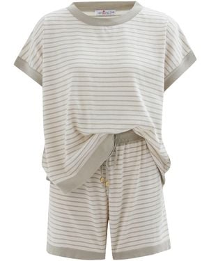 Peraluna Vera Knitted Blouse & Shorts Matching Set - Gray