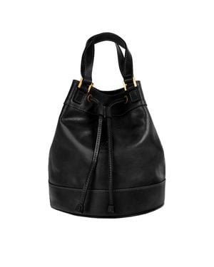 Time Resistance Leather Bucket Bag For - Black