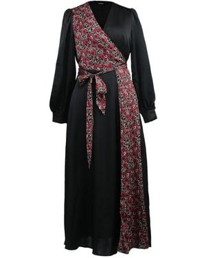 Smart and Joy Bi-Material Asymetric Long Dress - Black