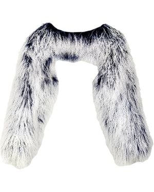 Shaded the Label Lamorna & Mongolian Shearling Multiway Micro Jacket - Blue