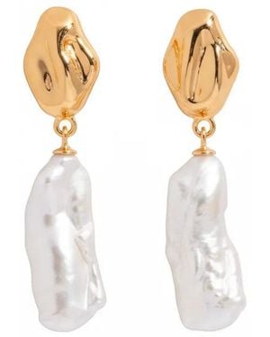 Angel Barocco Stick Baroque Pearl Stud Earrings - Metallic