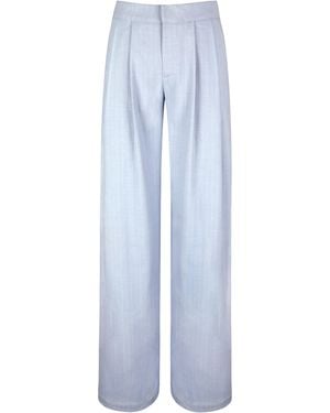Miss Circle New York Reva Sky Pinstripe Single Pleat Trousers - Blue