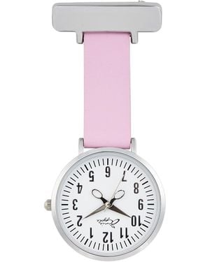 Bermuda Watch Company Annie Apple & Leather Nurse Fob Watch - Pink