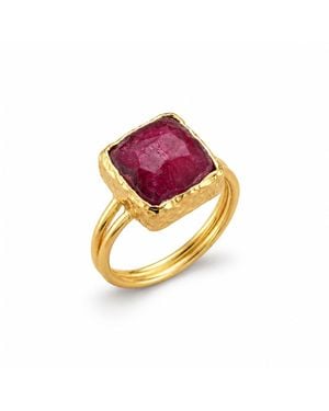 Saéa Faceted Square Ruby-Filled Double Band Ring - Pink