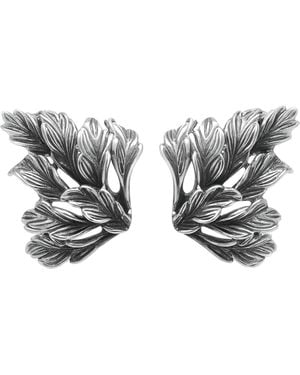 Unaloe Asymmetrical Leaf Earrings - Grey