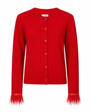 Ats the Label Nemi Feather Trim Knit Cardigan - Red