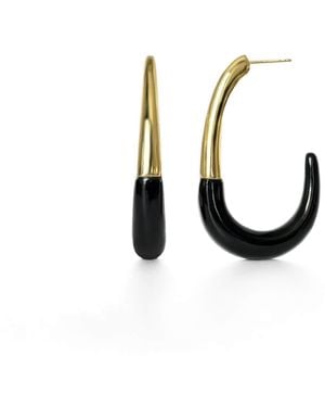 Gold & Honey J Hoop Earrings - Multicolour