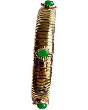 Laura Gray Small Stone Omega Bracelet - Green