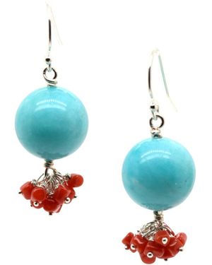 Lori Kaplan Design Amazonite Rounds With Coral Earrings - Blue