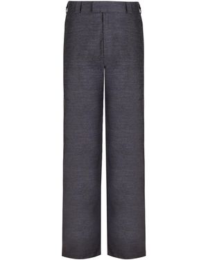 Gunda Hafner Ltd Dark Mid Rise Straight Leg Merino Pants - Blue