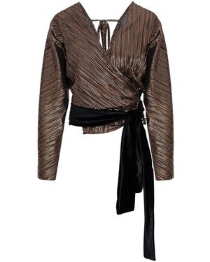 concept A trois Pleated Top, Side-By-Side With Velvet Cord - Black