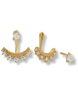 Claire Hill Designs Sparkly Crescent Ear Jacket Earrings - Metallic