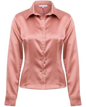 Maan Istanbul Slim Fit Satin Dusty Rose Shirt - Pink