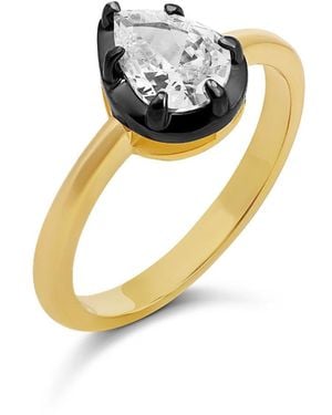 SHYMI Rhodium Solitaire Ring - Metallic