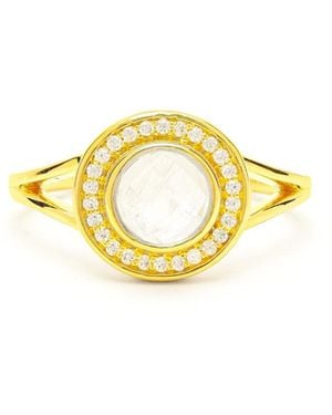 Seven Saints Moonstone Goddess Glow Ring, Over Sterling - Metallic