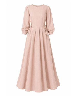 Nikka Place Summer Linen Pleated Dress With Pockets - Pink