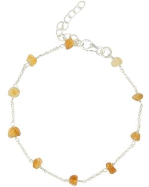Harfi Raw Citrine Gemstone November Birthstone Sterling Bracelet - Metallic