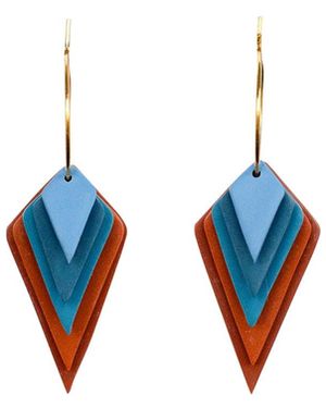 Ziolla Designs Geometric And Terracotta Polymer Clay Drop Earrings - Blue