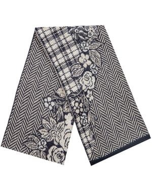 Mohair&Angora Mohair Shawl Floral Art Dark - Grey