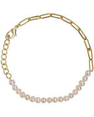 Lila Rasa Pearl & Link Chain Bracelet - Metallic