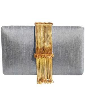 Simitri Smokeshow Fringe Clutch - Grey