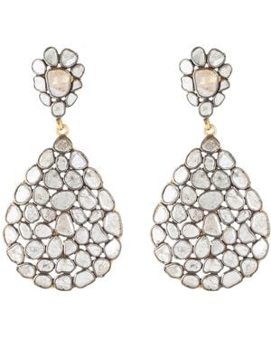 Opium Jewels Diamond Rose Cut Jali Stud Earrings - Metallic