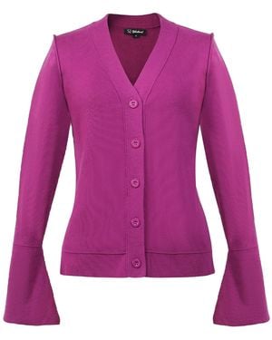 Smart and Joy V Neckline Cardigan - Purple
