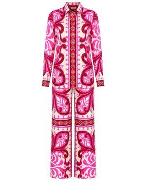 Maui X Lolita Yaya Baroque Print Trousers Set - Red