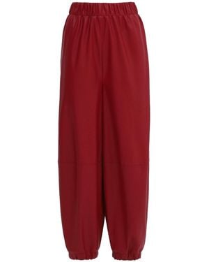 Julia Allert High-Waisted Wide Leg Faux Leather Joggers - Red
