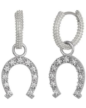 Spero London Hoop Sterling Horseshoe Equestrian Earrings - Metallic