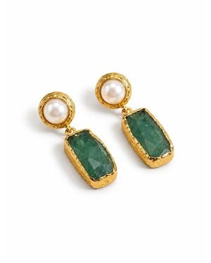 Saéa Aventurine And Freshwater Pearl Drop Earrings - Metallic