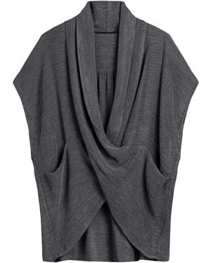 Nocturne Draped Wrap Blouse - Gray