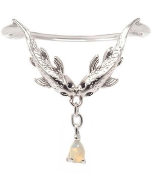 NASI SILVER Two Wishes Wishbone Ring- Opal - Metallic