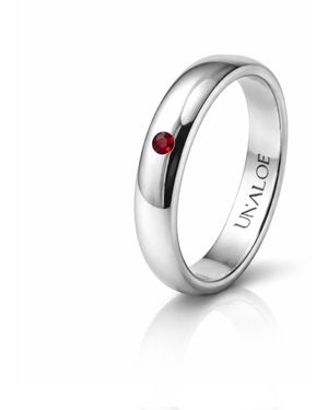 Unaloe Smooth Sterling Band Ring With Ruby: A Symbol Of Inner Strength - White