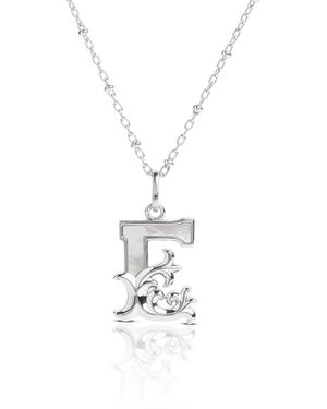 Kasun Solid E Initial Necklace With Mother Of Pearl - Metallic