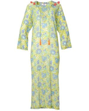 Tiger and the Monkey The June Floral Cotton Kaftan Dress - Green