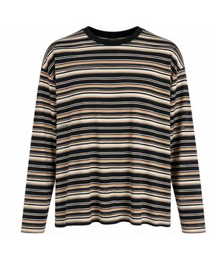 FRONT ROW SHOP Shapeable Stripe T-Shirt - Black
