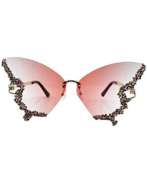 Hortons England Butterfly Embellished Sunglasses - Pink