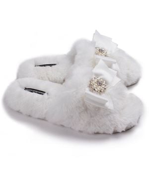 Pretty You London Anya Slider Slipper With Diamante - Grey