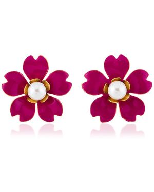 Milou Jewelry Raspberry Buttercup Flower Earrings - Pink