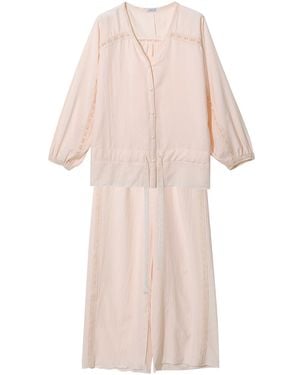 Luna Luz Jessi Sand-Washed Shirt Pajama Set - Pink