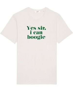 Fanclub Neutrals Yes Sir I Can Boogie Oversized Retro Slogan T-Shirt - White
