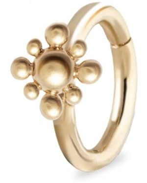 Zohreh Beaded Flower Seamless Huggie Earring 9K - Metallic