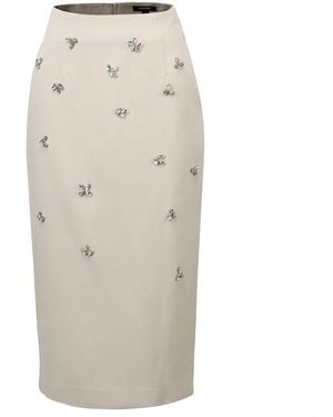 Smart and Joy Embroidered Pencil Skirt - Natural